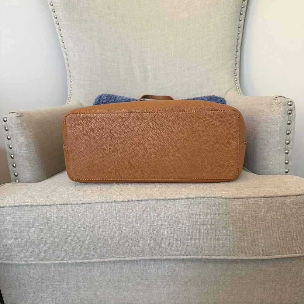 Tory Burch Pebbled Leather Tote in Cognac Brown